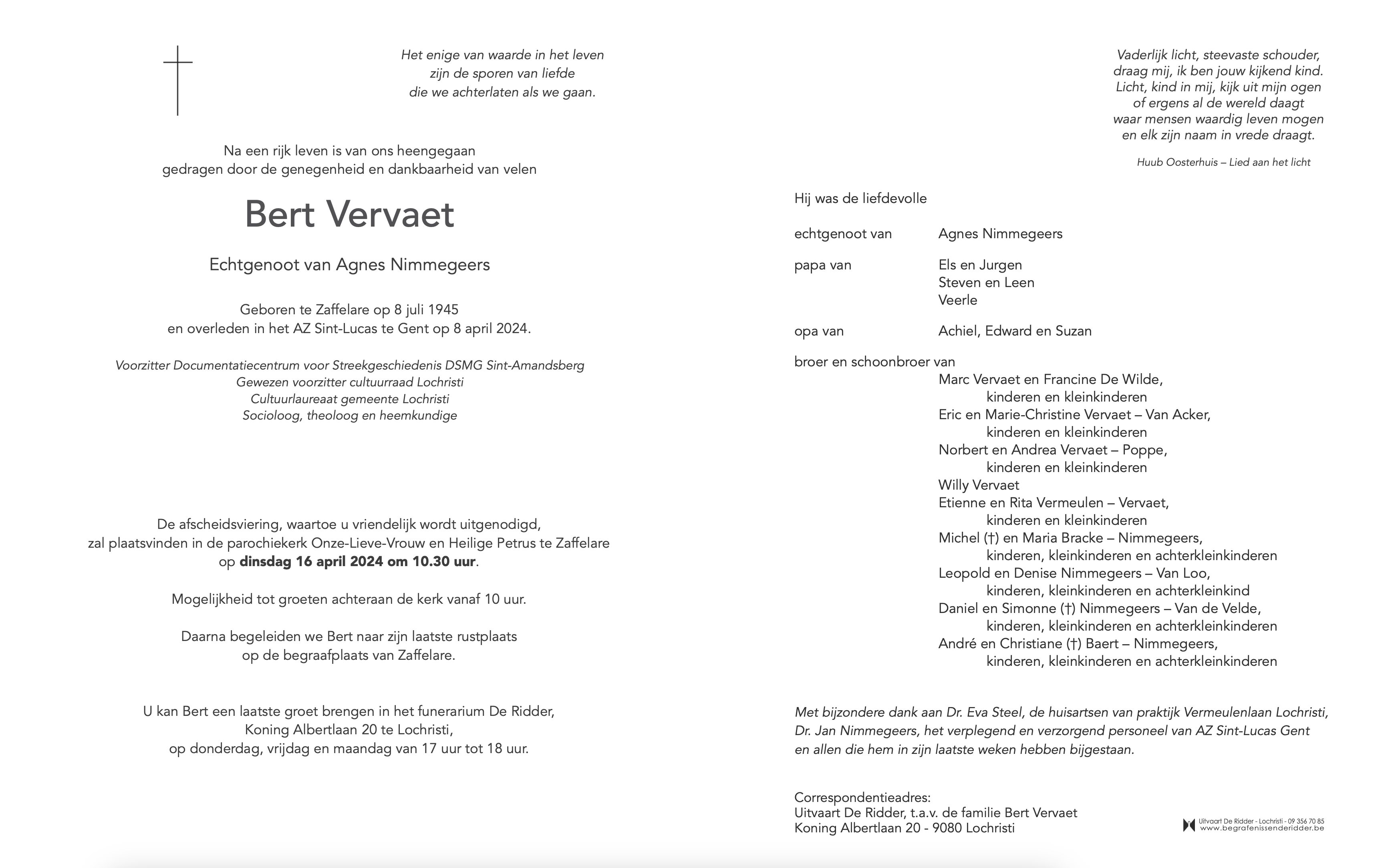 overlijden Bert Vervaet